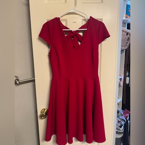 B Darlin Dresses & Skirts - Red V-back with Tie Short Sleeve Short Dress